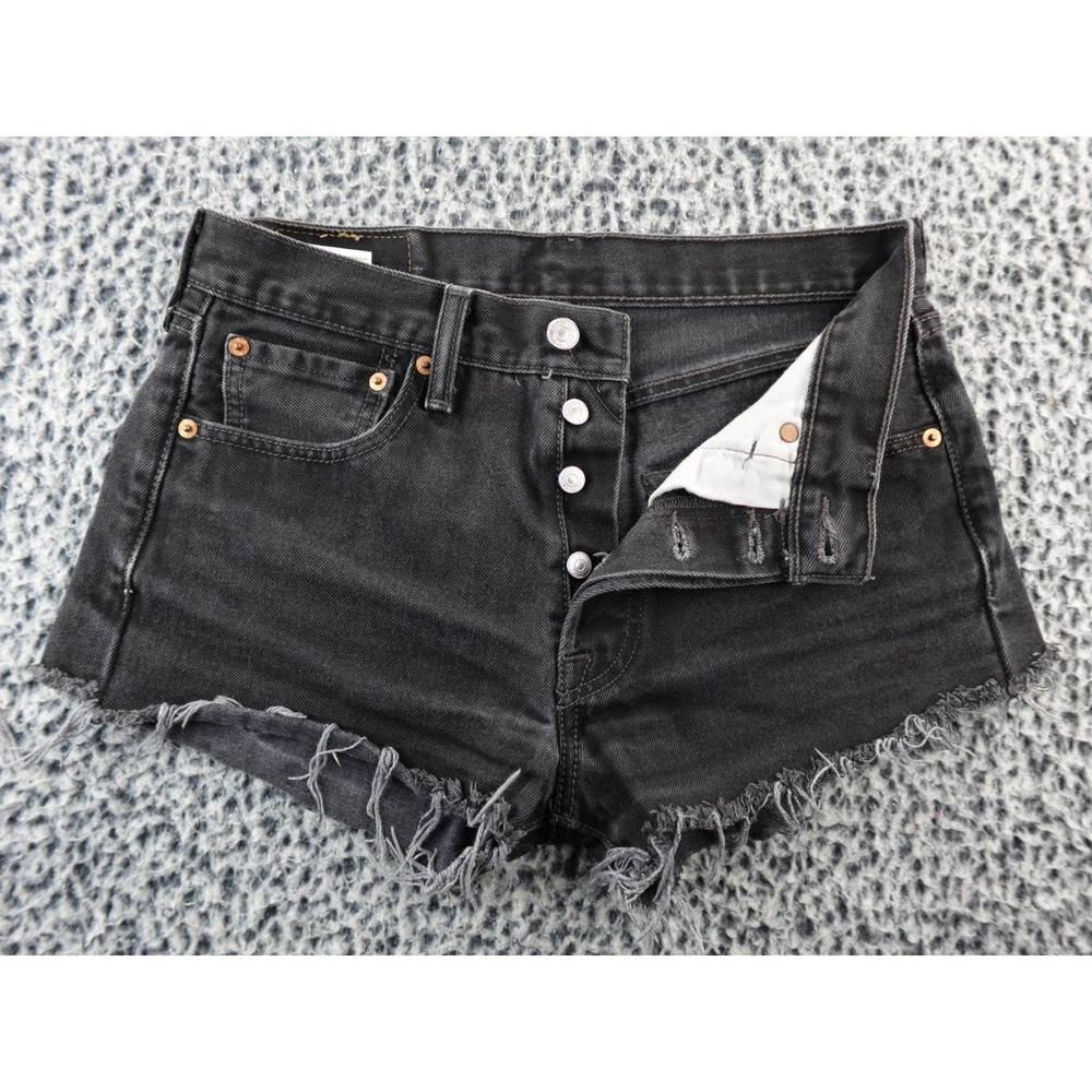Levi‎ Strauss Co 501 Black Denim Cutoff Shorts Distressed Frayed Hem W29 L30